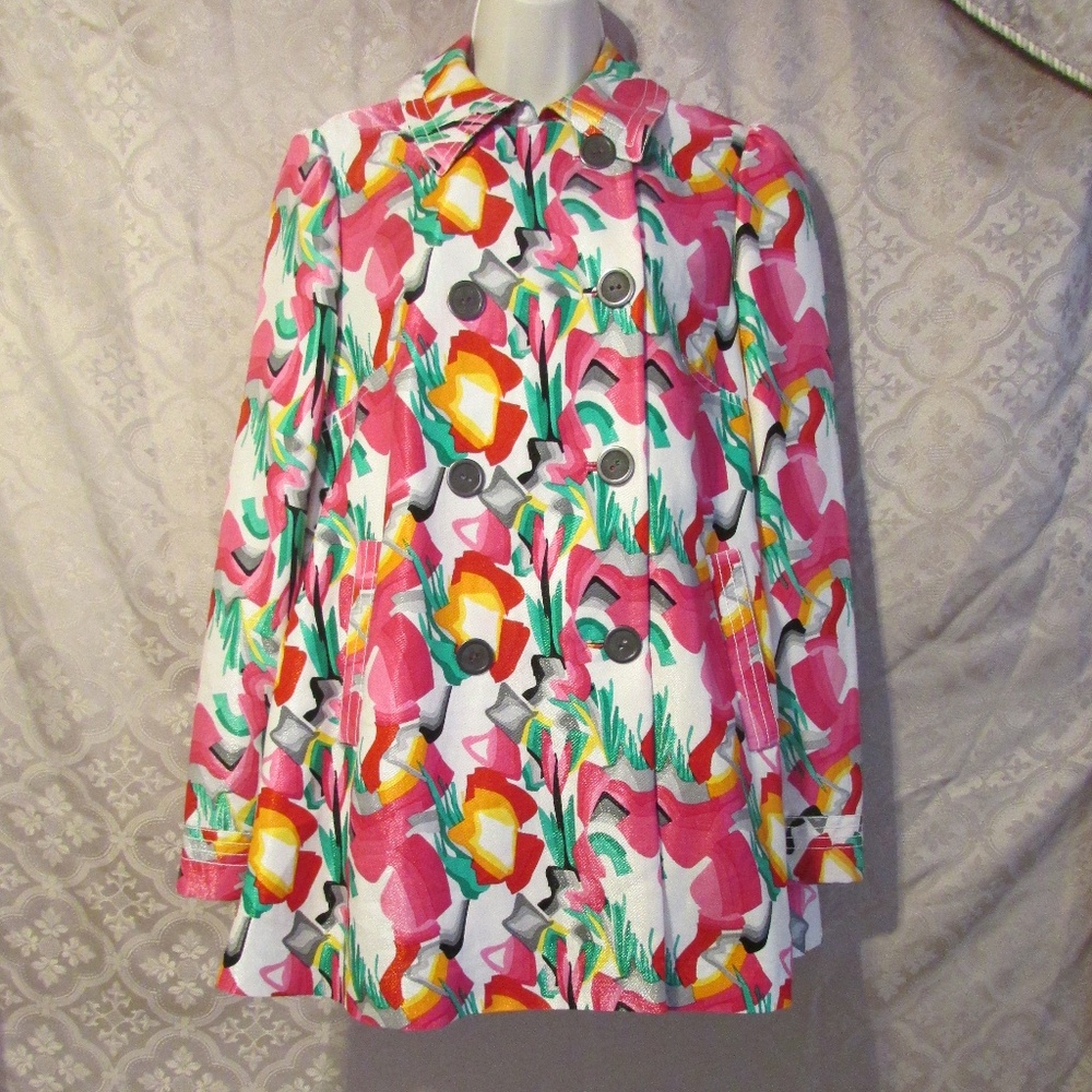 Size 6 Blazer/Jacket Vibrant Floral Print Shimmery